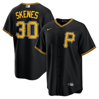 Men%27s Pittsburgh Pirates #30 Paul Skenes Nike Black Alternate Replica Player Jersey->pittsburgh pirates->MLB Jersey